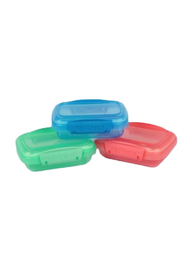 Sistema Rectangular Lunch Boxes (3 Pack): 200ml, Portion Control Containers - BPA-Free & Portable