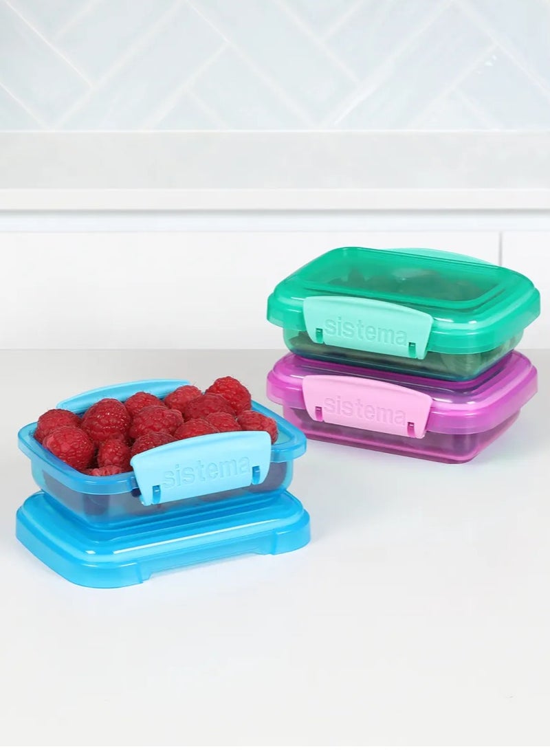 Sistema Rectangular Lunch Boxes (3 Pack): 200ml, Portion Control Containers - BPA-Free & Portable