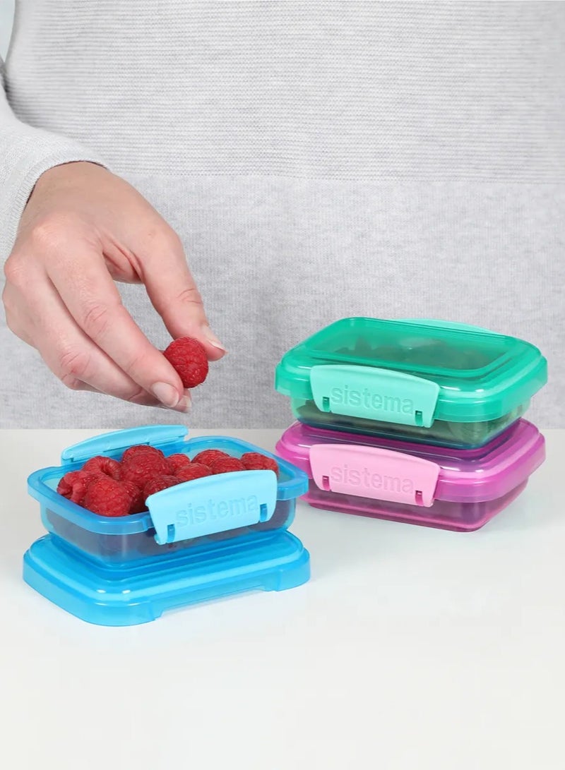 Sistema Rectangular Lunch Boxes (3 Pack): 200ml, Portion Control Containers - BPA-Free & Portable