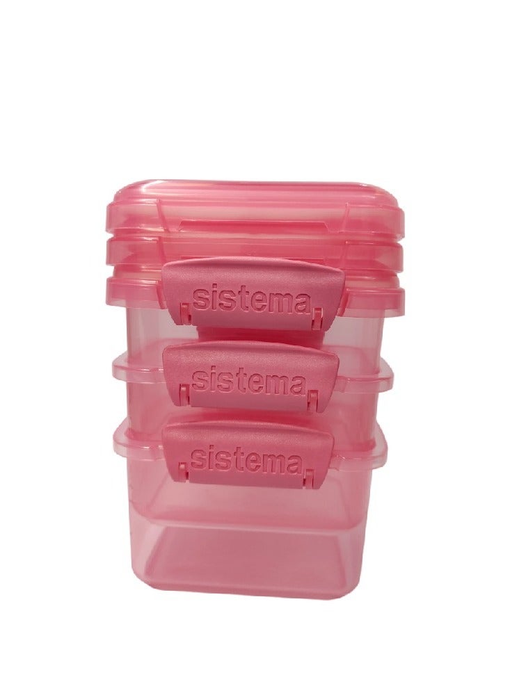Sistema 400ml Rectangular Lunch Box Pack (3-Pack)  Orange, Lunch on-the-Go ,BPA-Free.