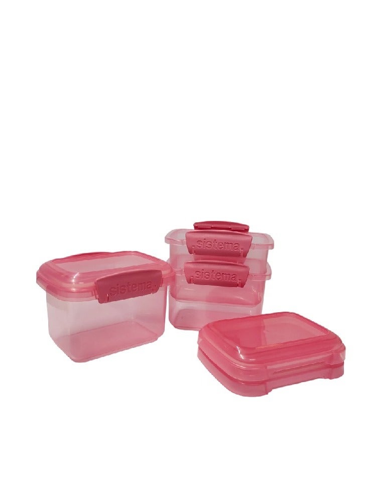 Sistema 400ml Rectangular Lunch Box Pack (3-Pack)  Orange, Lunch on-the-Go ,BPA-Free.