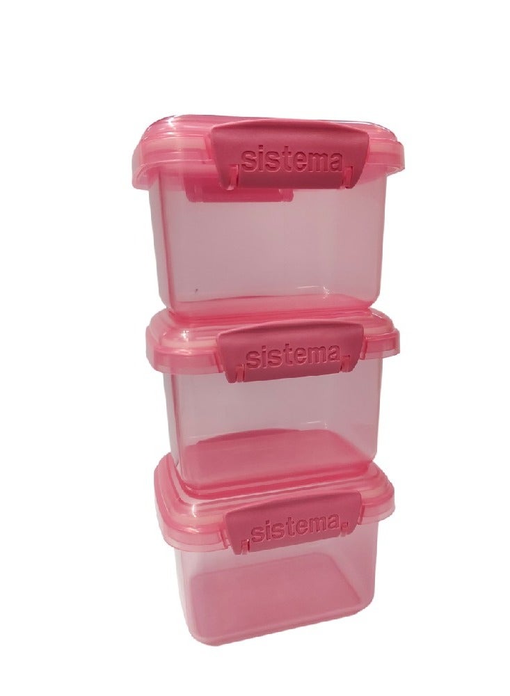 Sistema 400ml Rectangular Lunch Box Pack (3-Pack)  Orange, Lunch on-the-Go ,BPA-Free.