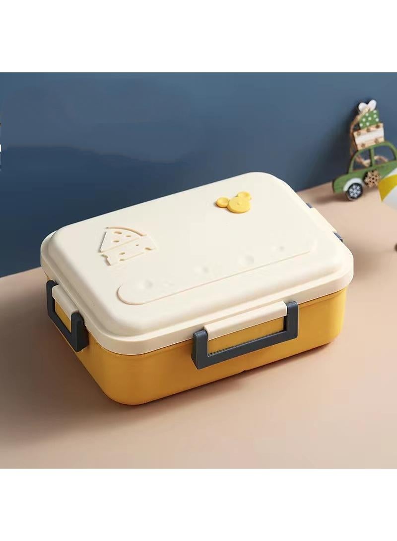 Stainless Steel Bento Box Removable Lunch Box 750ML White/Yellow
