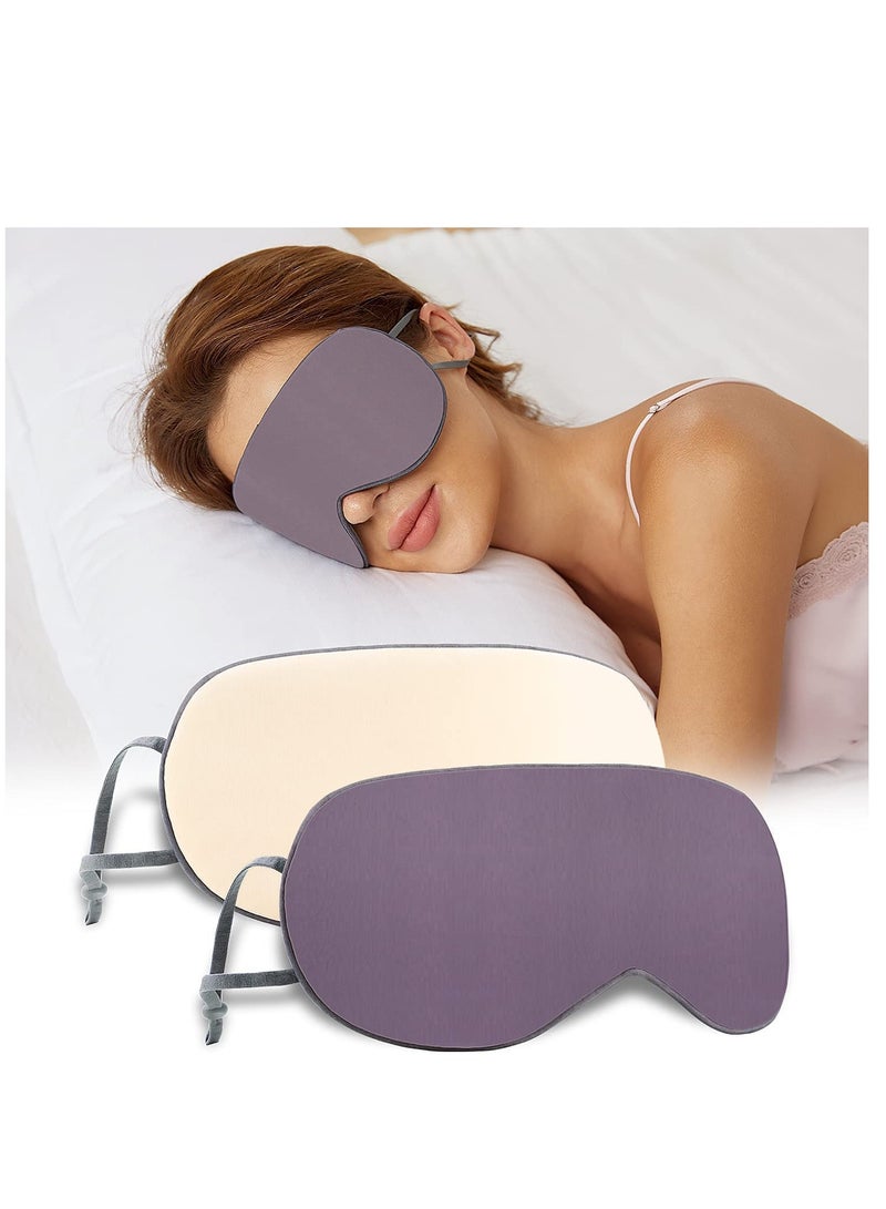 Sleeping Mask 2 Pack, Warm, Cool Double Sided Use of Sleep Mask, Super Soft Blindfold with Adjustable Strap, Block Out Light, Comfort Sleep Eye Mask for Travel Meditation Nap