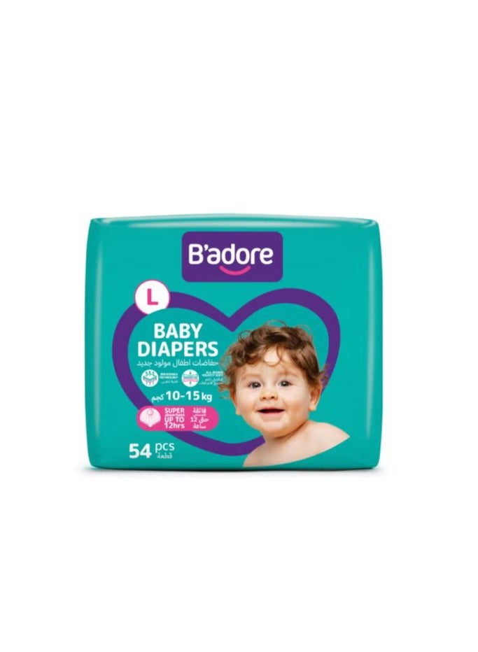 Baby Diapers Large 10-15Kg 54 Pieces