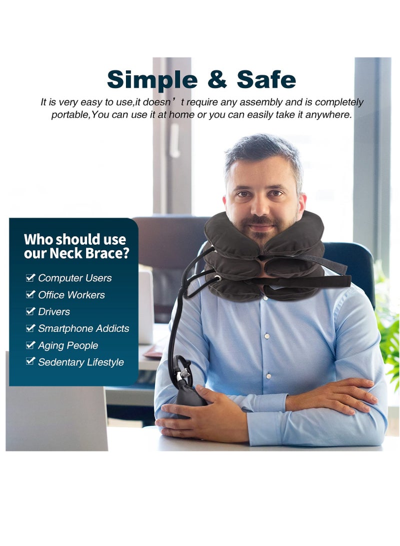 Travel Pillow, Cervical Neck Traction Device, Portable Neck Stretcher Cervical Traction Provide Neck Support and Neck Pain Relief, Neck Traction Devices for Home Use Neck Decompression