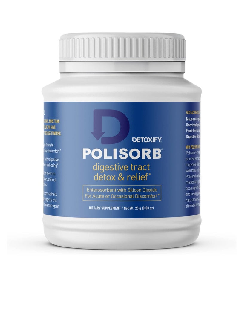 Detoxify Polisorb Digestive tract cleanse-silicon Dioxide Detox Drink for Gut Health stomach comfort and cleansing mixes with water juice tea family friendly 2 tbsp serving for adults