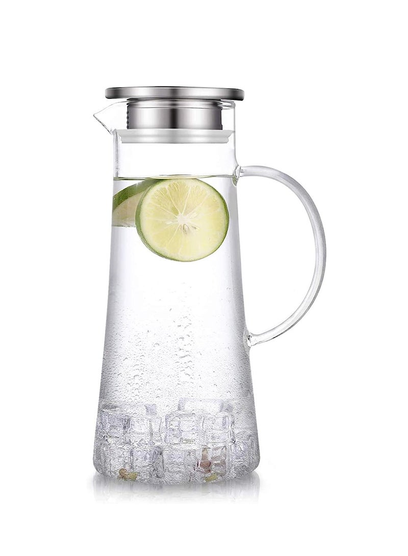 Glass Pitcher with Lid and Can Be Used Iced Tea Pitcher Hot Cold Water