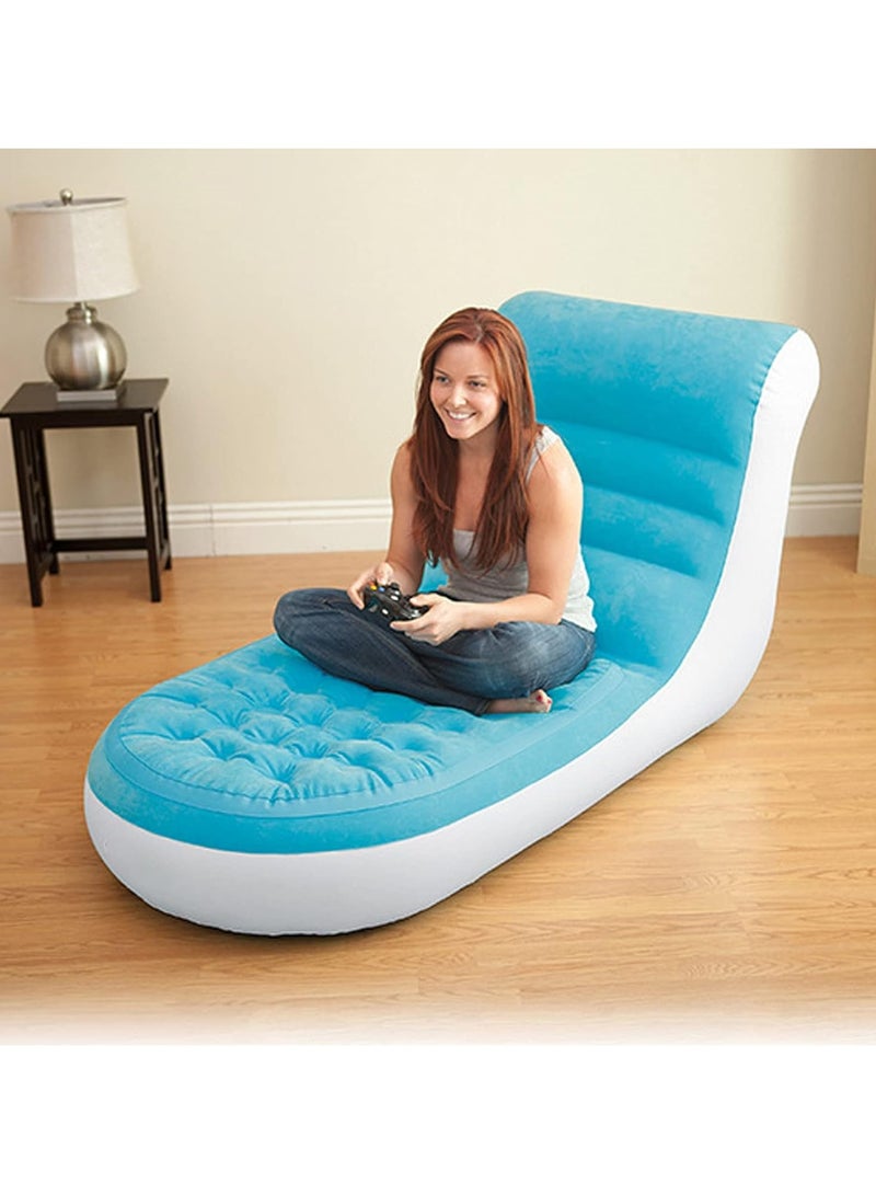Chair Flocking Inflatable Sofa With Backrest Comfortable And Soft Lazy Chaise Lounges Living Room Bedroom