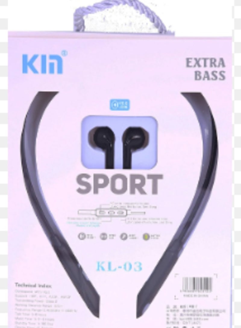 KL-03 Bluetooth Sports Neckband Earphones Black
