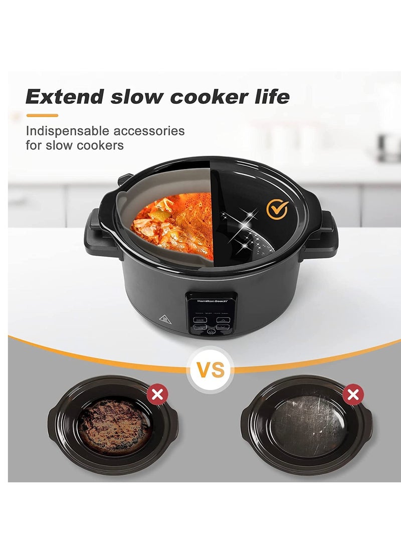 2PCS Silicone Slow Cooker Liners, Perfect compatible with any 5.5L, 6.6L, 7.5L slow cooker, Food-Grade Material, Easy Cleanup, Reusable, Eco-Friendly(
