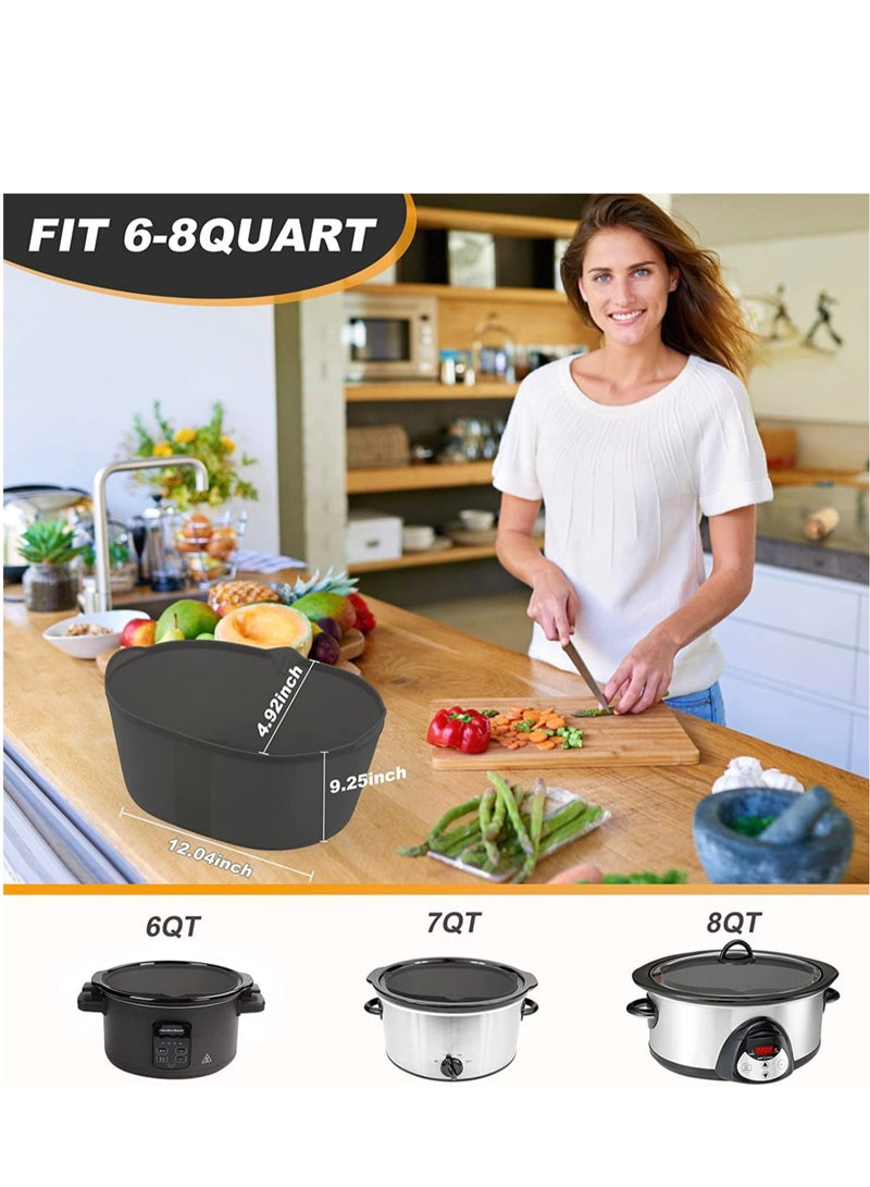 2PCS Silicone Slow Cooker Liners, Perfect compatible with any 5.5L, 6.6L, 7.5L slow cooker, Food-Grade Material, Easy Cleanup, Reusable, Eco-Friendly(