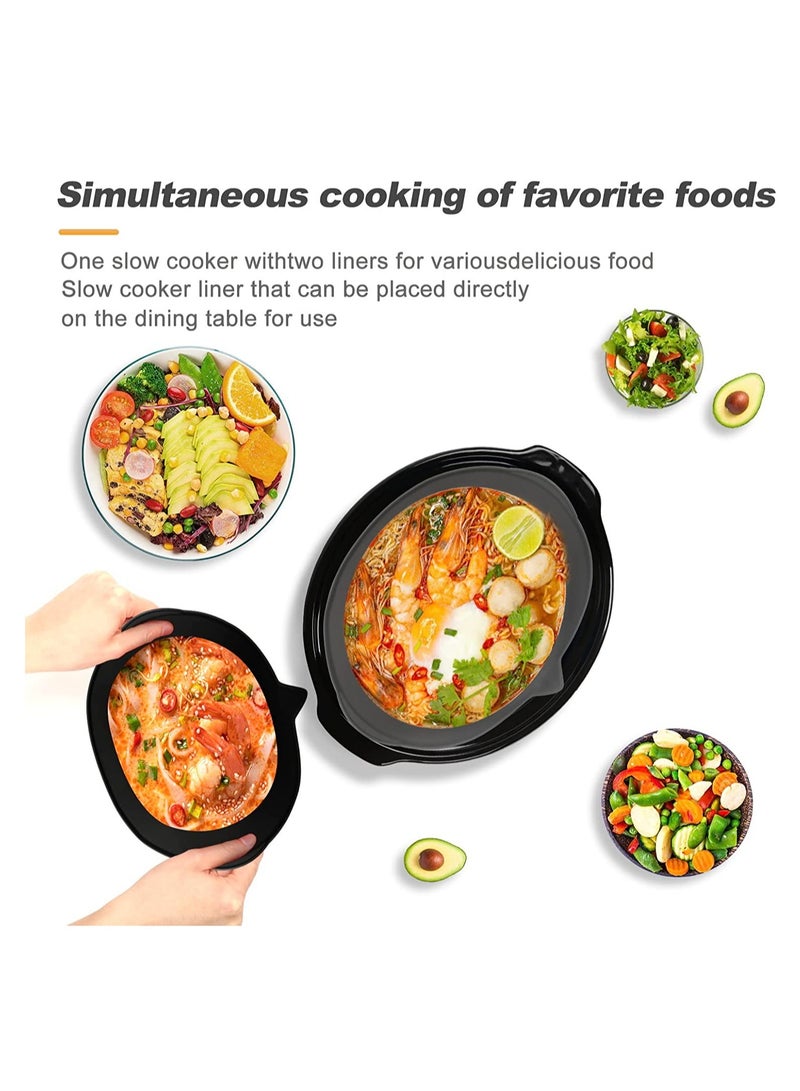 2PCS Silicone Slow Cooker Liners, Perfect compatible with any 5.5L, 6.6L, 7.5L slow cooker, Food-Grade Material, Easy Cleanup, Reusable, Eco-Friendly(