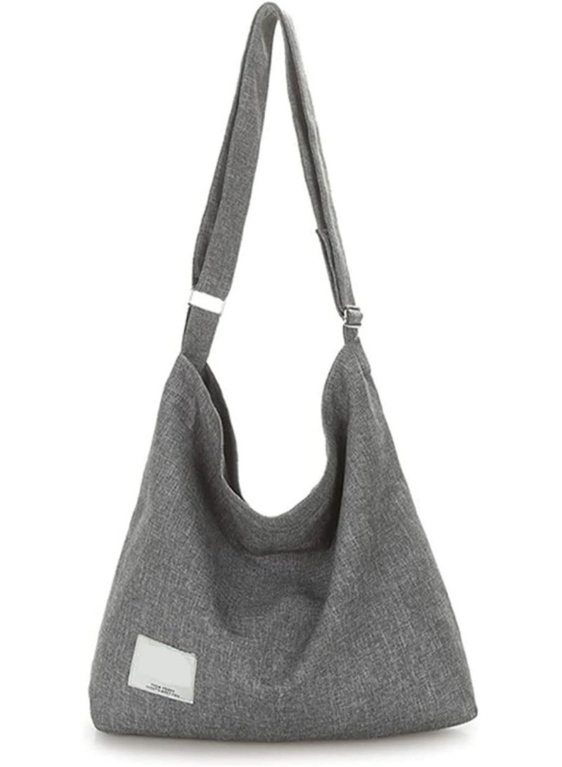Hobo Handbag Canvas Tote Bag Womens Big Capacity Casual Shoulder Crossbody Bag Ladies Large Cotton Tote Handbag for Travel and Daily Use 36 * 36 * 9CM (H*L*W)