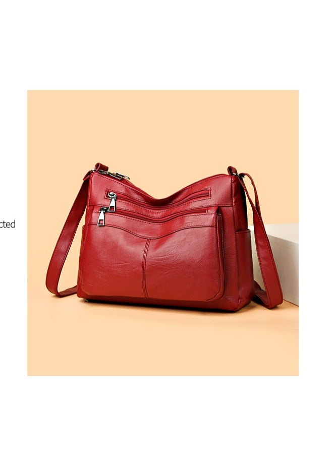 Soft Women PU Leather Purses and Handbags Satchel Tote Shoulder Bag（Brown）