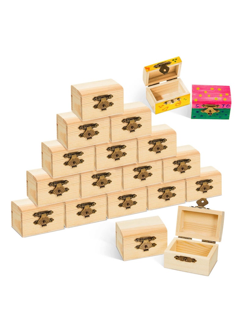 10PCS Unfinished Treasure Chest Box Pirate, Miniature Wooden Chest Pirate Treasure Box DIY Craft Container Lockable Keepsake Box Party Favor Chest for DIY Crafts Home Decor Props, 2.3 x 1.5 x 1.5 Inch