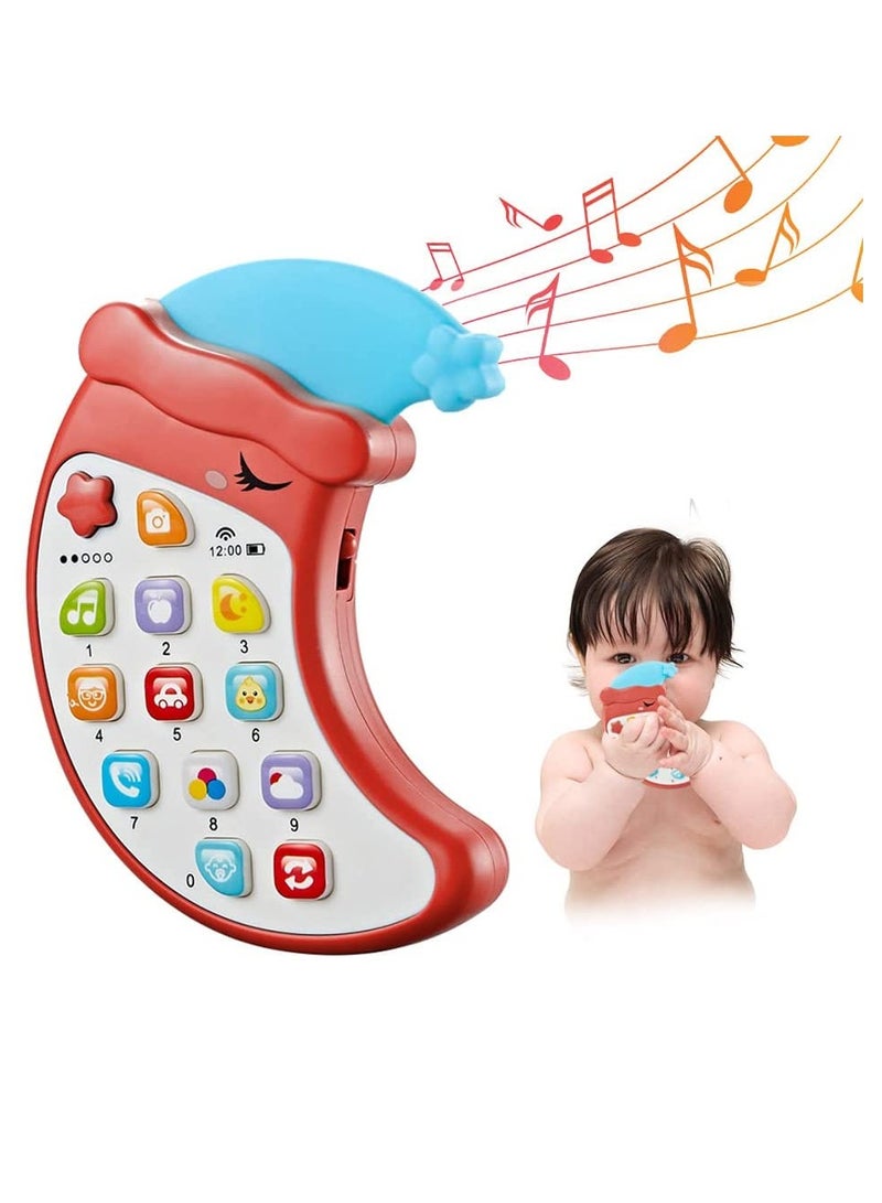 Baby Cell Phone Toy with Removable Teether Case, Teething Phone Toy for Infant Interactive Electronic Learning Toy with Music Lights Birthday Gift for Kids Age 3Y+
