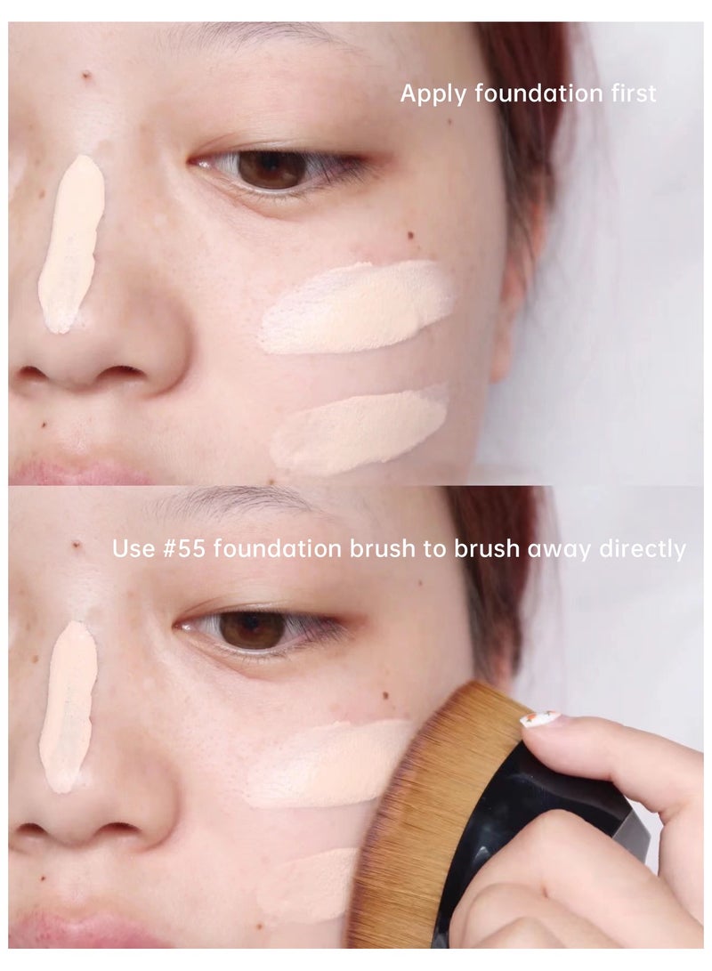 1pcs Foundation Makeup Brush with Storage Box Easy Makeup for Fresh Beginners Beauty Tool Foundation Brush for Girls Quick Makeup to School Company Morning Kits