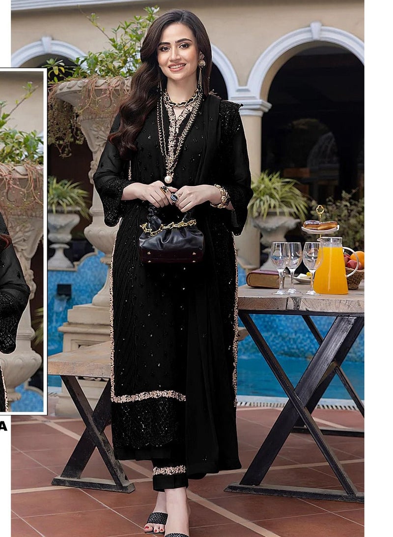 Pakistani Stylish Georgette Semi Stitched Eid Women Wear Dress