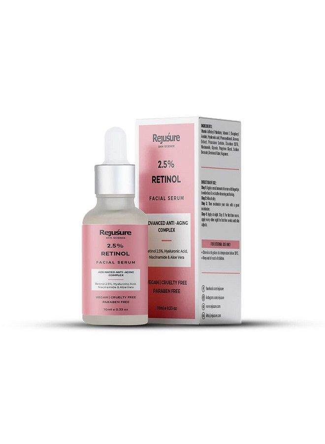 2.5% Retinol Face Serum For Anti Aging Night Face Serum With Retinol To Reduce Fine Lines & Wrinkles Promotes Cell Turnover Youthful & Smooth Skin 10Ml