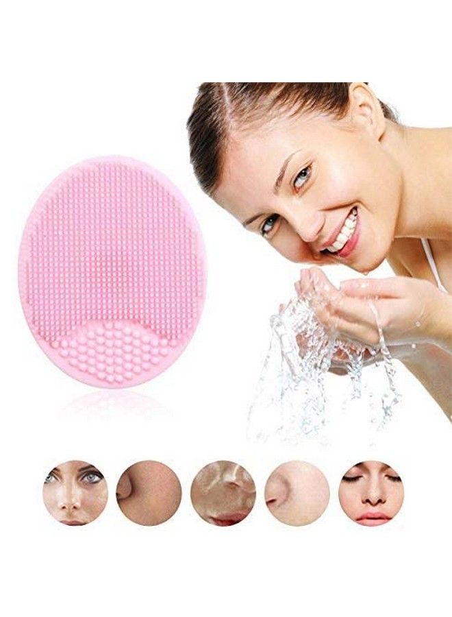 Cleaning Pad Wash Face Facial Exfoliating Brush Spa Skin Scrub Cleanser Tool Face Massager (Light Pink)