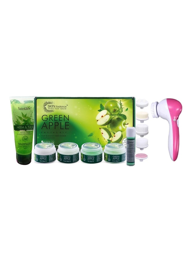 Green Apple Facial Kit With Neem And Tulsi Face Wash And Beauty Massager