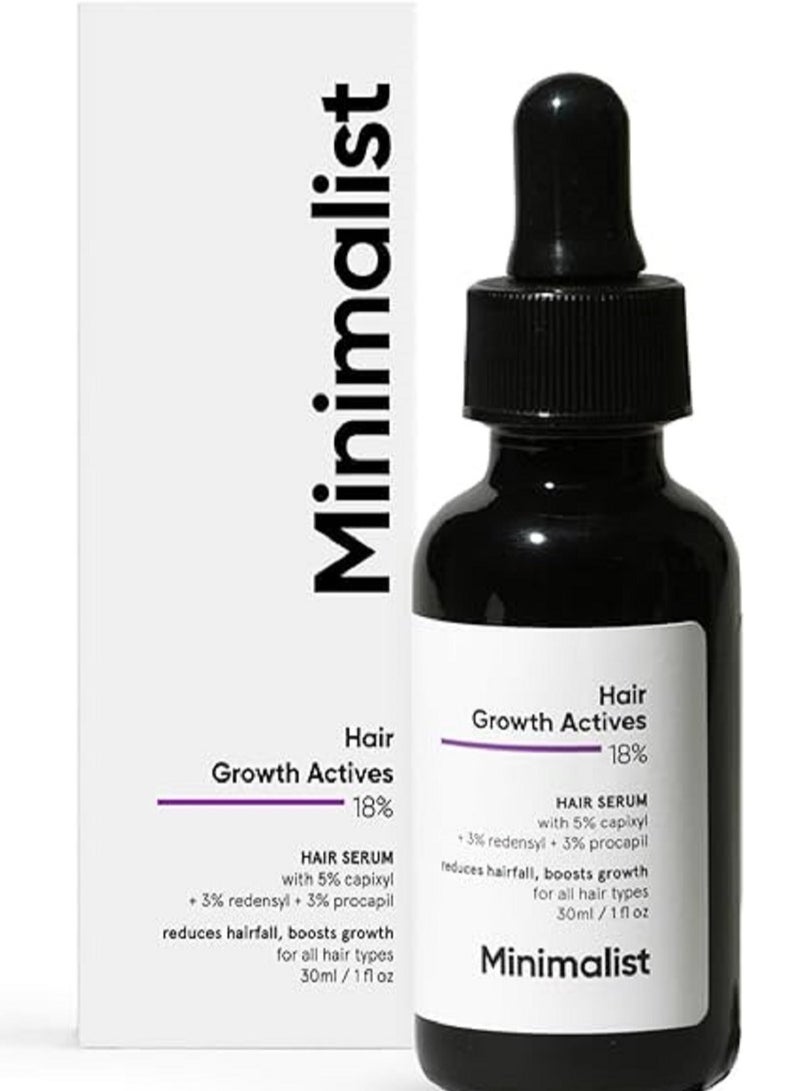 Minimalist 18% Hair Density Serum With Procapil Capixyl Redensyl Anagain & Baicapil For Hair Fall Control & Hair Growth in Men & Women  30 ml
