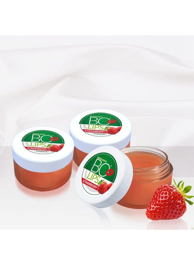 Bo Lips Flavoured Lip Balm ; Strawberry Flavoured Natural Lip Care (10 Gm X 3) ; With Natural Almond Oil ; Moisturize & Soften Dry & Chapped Lips ; Smoothens Lips (Pack Of 3)