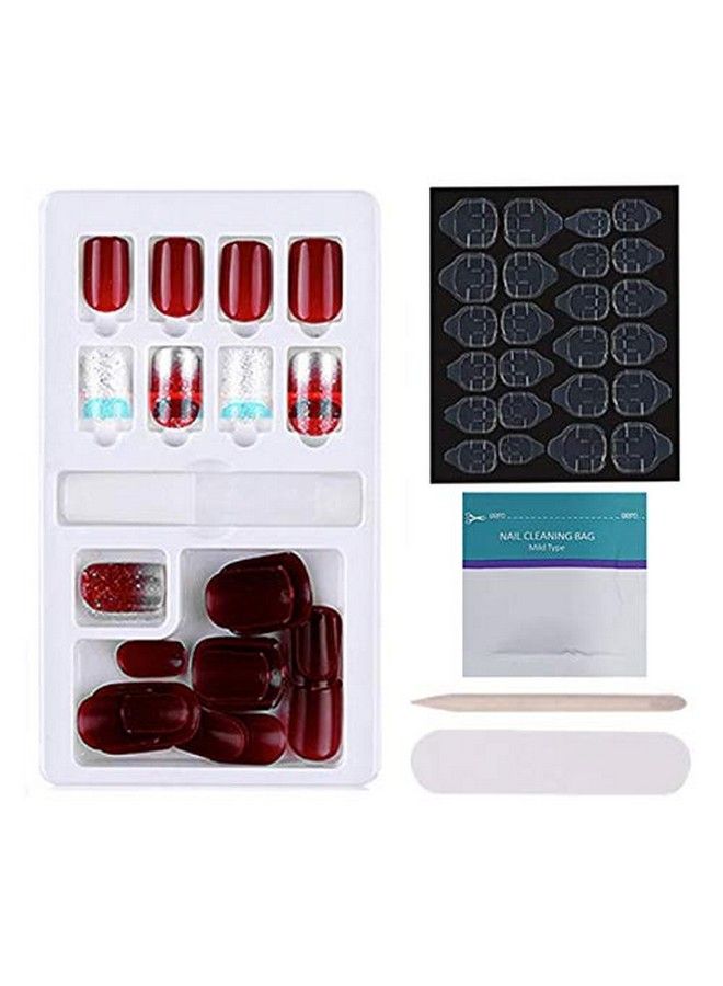 Press On Gel Nails With Double Sided Jelly Adhesive Mb658_Design 09 30 Pieces