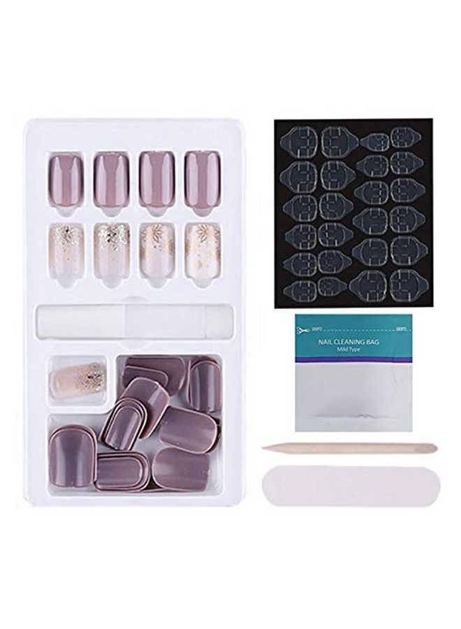 Press On Gel Nails 30 Pcs With Double Sided Jelly Adhesive Nail Glue Nail Filer Mb658_Design 011
