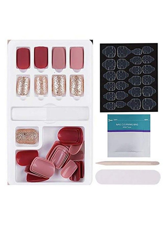 Press On Gel Nails 30 Pcs With Double Sided Jelly Adhesive Nail Glue Nail Filer Mb658_Design 021