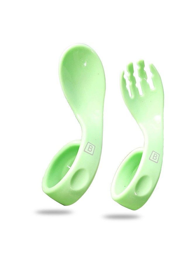 Baby Training Spoon Curved Spoon Baby Silicone Training Spoon Training Spoon For Baby Baby Spoon And Fork Set Baby Spoon Feeding (Green Color).