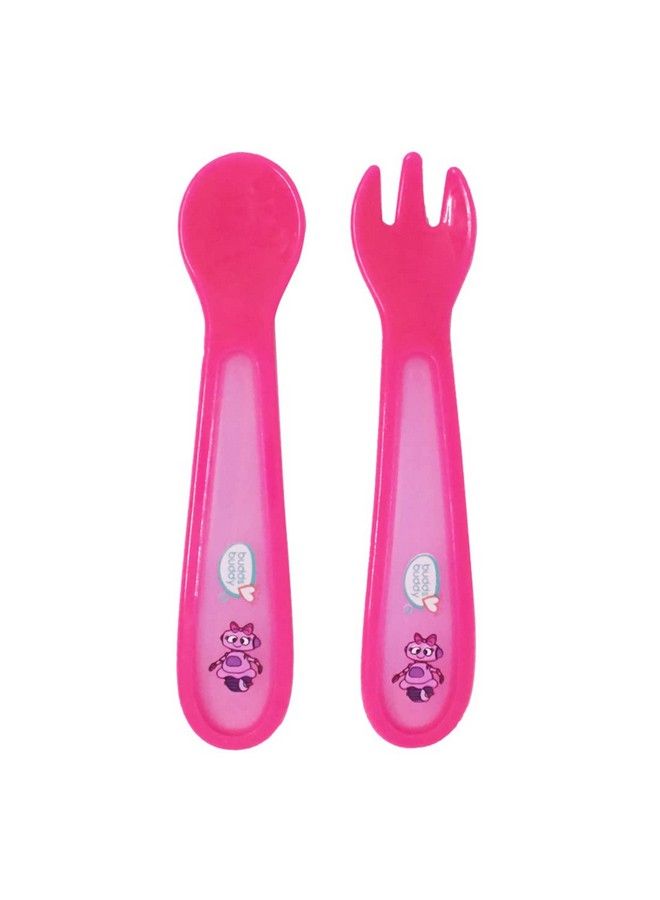 Premium Bubble Fork & Spoon Set 2Pcs (Pink)