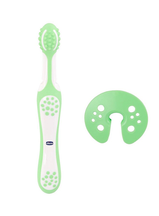 Baby Toothbrush Gum Massager With Stand - White/Green