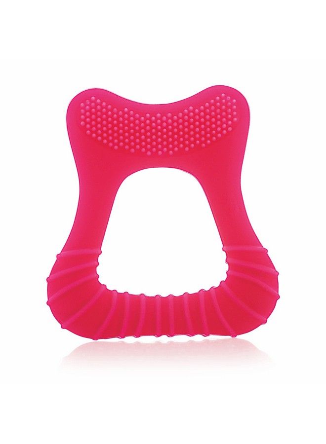 Tooth Shape Silicone Teether For 3+ Months With Soft Bristles & Carry Case Bpa Free Teething Toy For Babies With Textured Surface For Soothing Gums. 100% Food Grade (Toothpink)