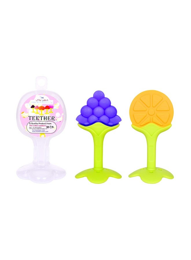 Combo Silicone Fruit Shape Teether For Baby Toddlers Infants Children (Pack Of 2)