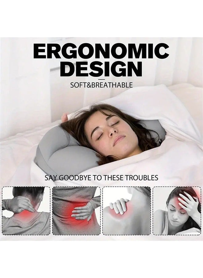 1pc Sleep Pillow, Soft Bed Pillow Micro Egg Shaped Pillows, Breathable Cervical Foam Pillow, 3D All-Round Deep Sleep Pillow For Men Women