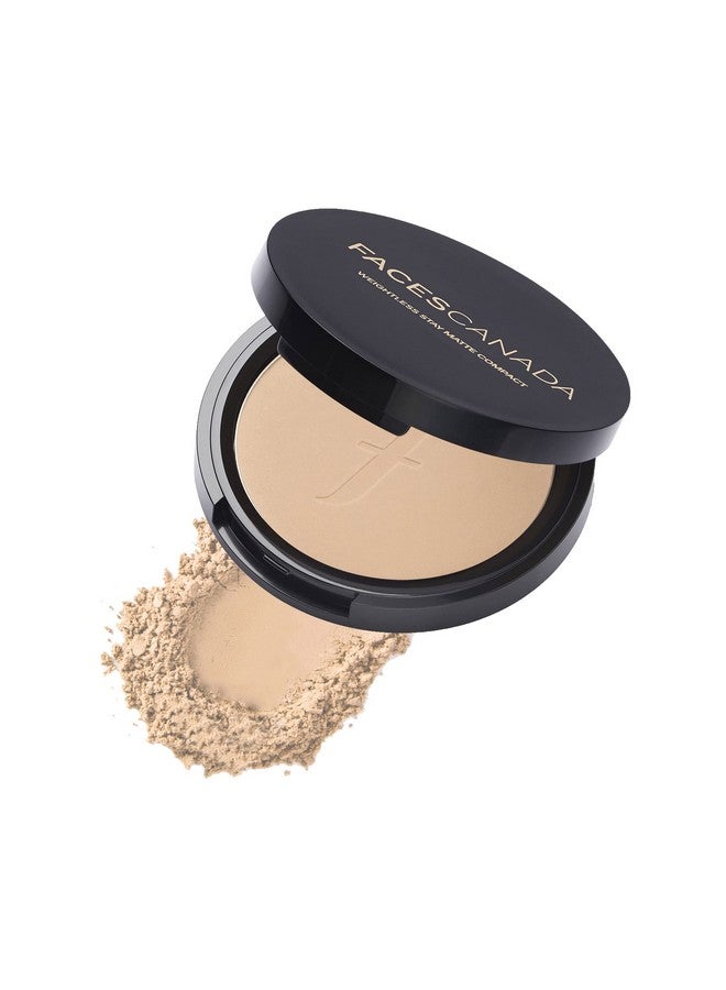 Faces Canada Weightless Stay Matte Finish Compact Powder Sand 9 G ; Non Oily Matte Look ; Evens Out Complexion ; Hides Imperfections ; Blends Effortlessly ; Pressed Powder For All Skin Types