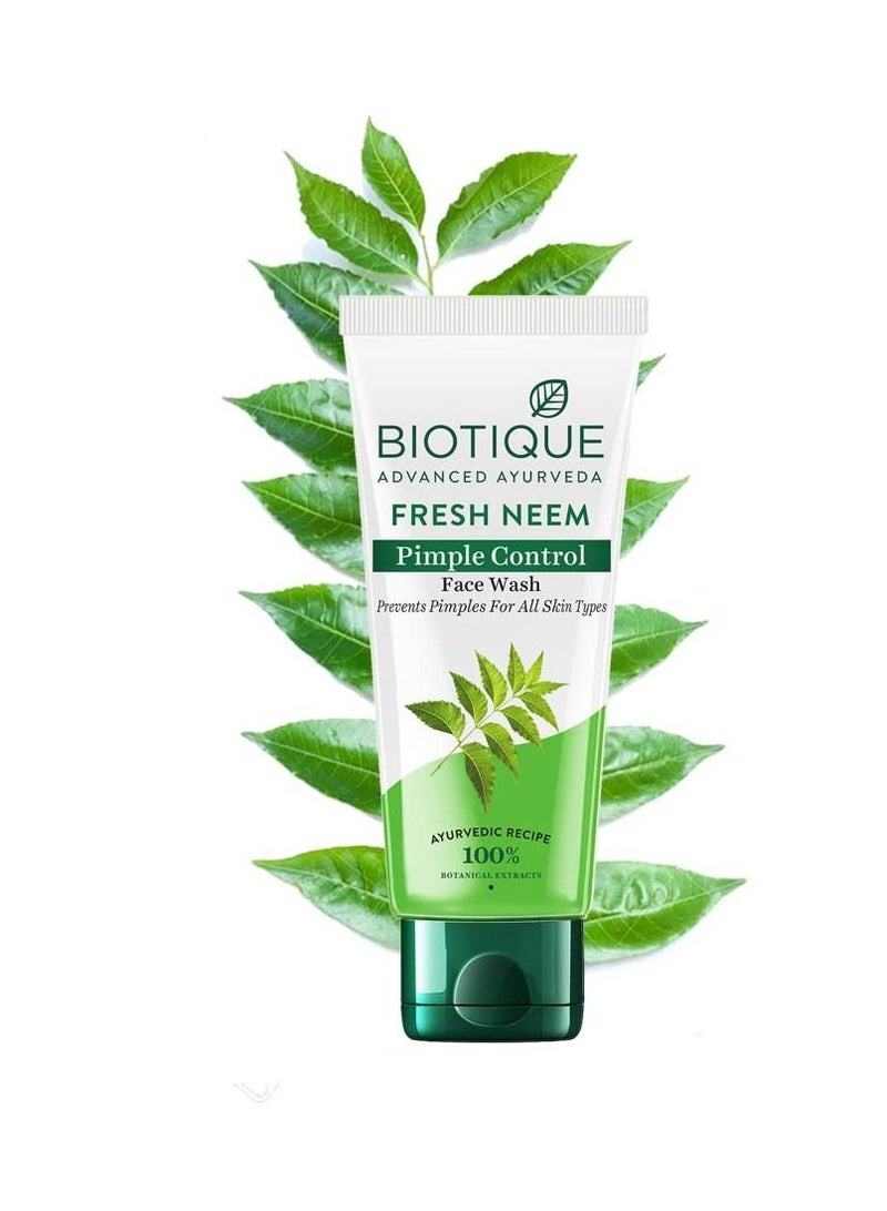 Fresh Neem Pimple Control Face Wash Ayurvedic and Organically Pure Prevents Pimples 100% Botanical Extracts| Suitable for All Skin Types 150mL