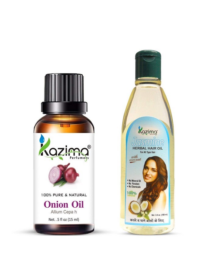 Combo Of Onion Oil 15Ml And Jasmine Herbal Hair Oil 100Ml Anti Hair Fall Control & Maintains Healthy Scalp & Promote Hair Growth