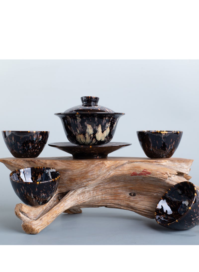 Partridge pattern teacup seven-piece set