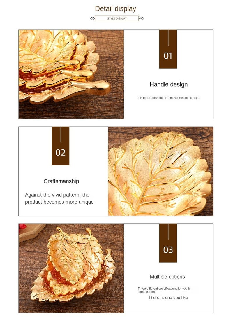 3-Piece Leaf Textured Snack Plate Home Living Room Snack Nut Decoration Fruit Plate Home Living Room Snack Nut Decoration Fruit Plate