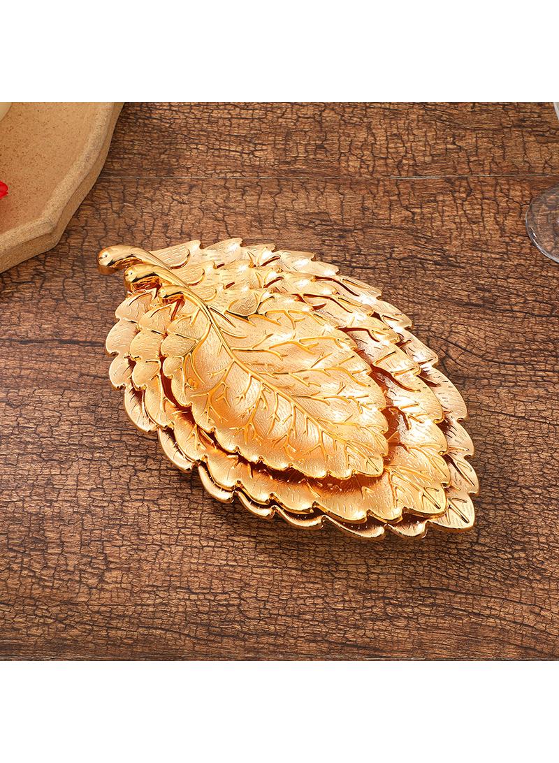 3-Piece Leaf Textured Snack Plate Home Living Room Snack Nut Decoration Fruit Plate Home Living Room Snack Nut Decoration Fruit Plate