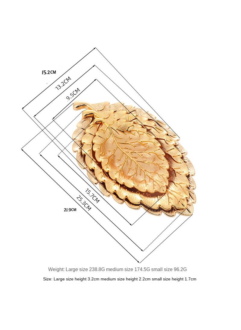 3-Piece Leaf Textured Snack Plate Home Living Room Snack Nut Decoration Fruit Plate Home Living Room Snack Nut Decoration Fruit Plate
