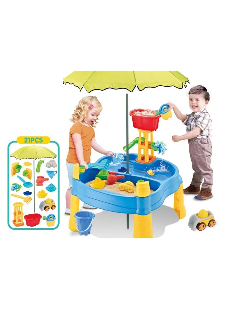 Gold Land Toys Sand Table with Umbrella, Min-30 – 74x68x125 cm | Perfect Outdoor Play