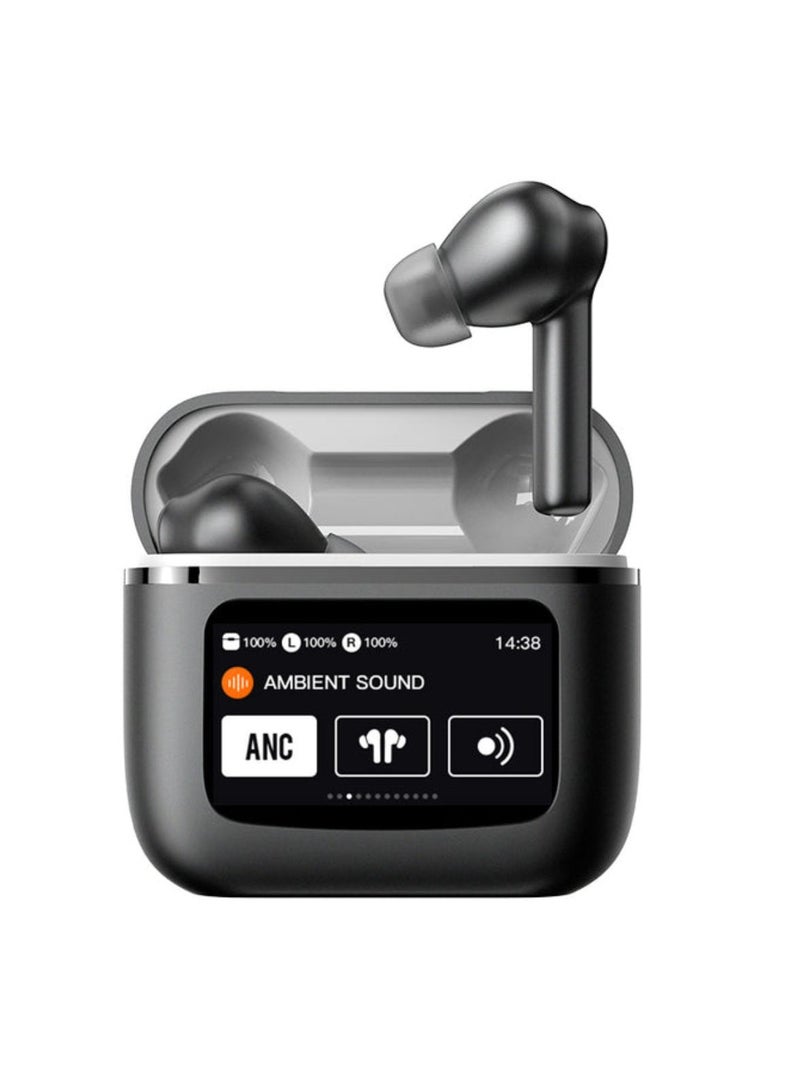 Touchwave ANC Wireless Earbuds With LCD Touch Screen_Black