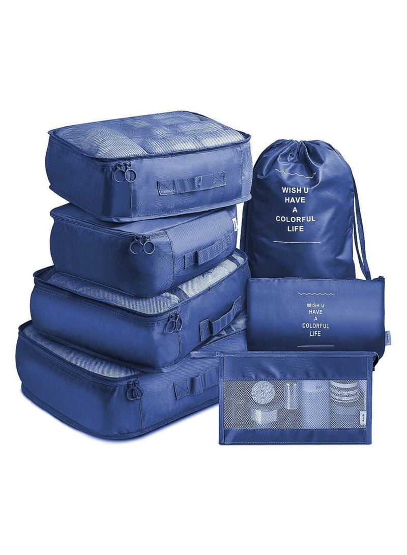 7-Piece Waterproof Traveling Luggage Set Navy blue