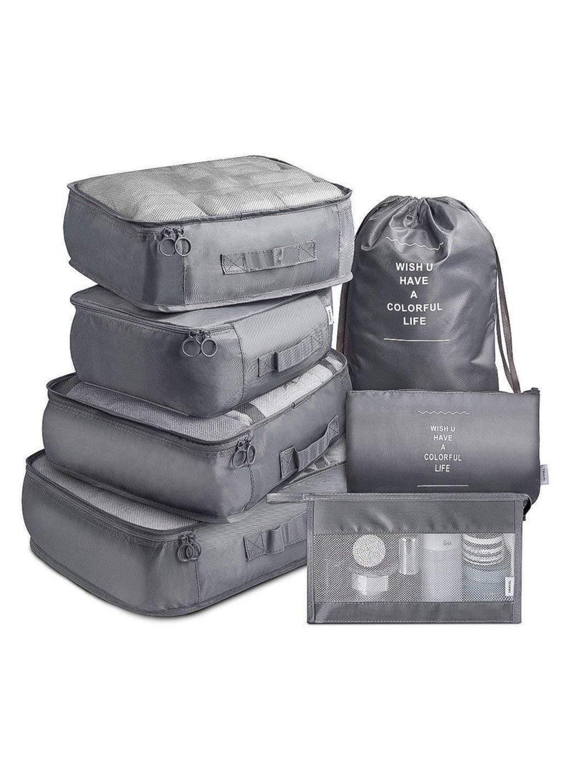 7-Piece Waterproof Traveling Luggage Set Grey