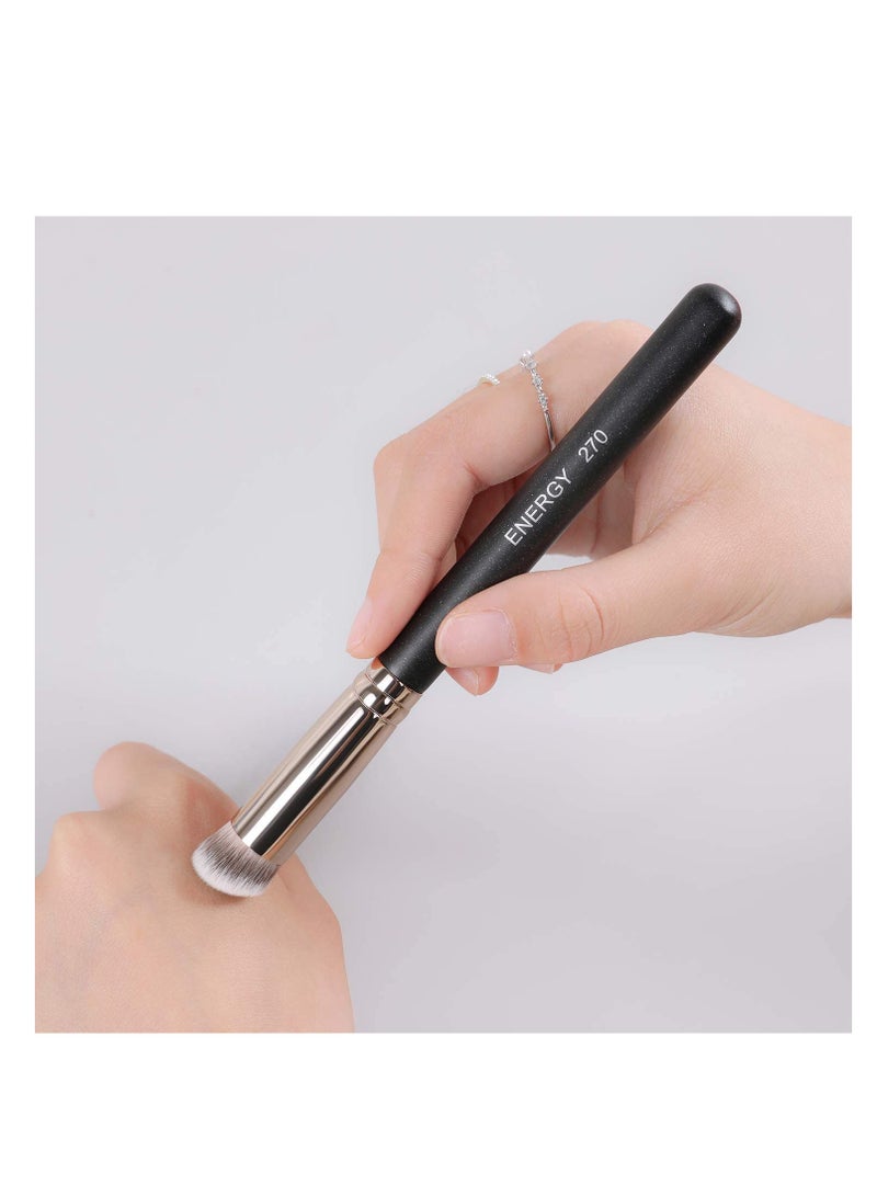 ENERGY Concealer Brush Under Eye Mini Angled Flat Top Kabuki Nose Contour Brush for Concealing Blending Setting Buffing with Powder Liquid Cream Cosmetic Pro Small Makeup Foundation brushes 270