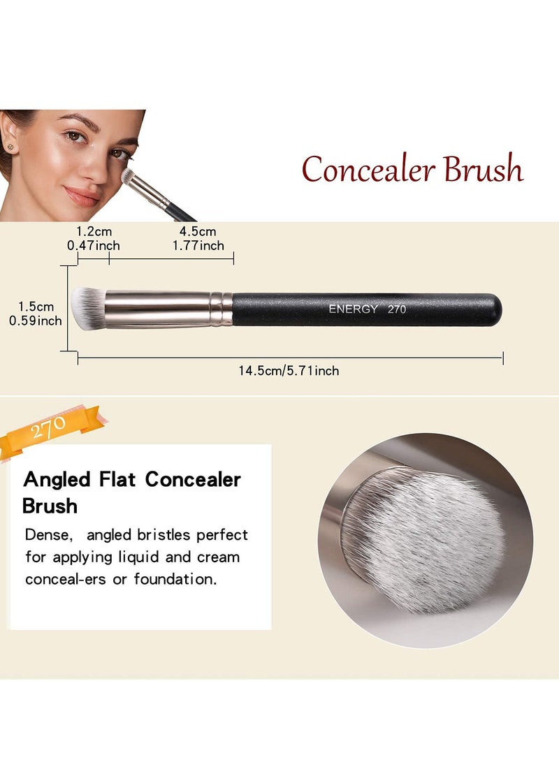 ENERGY Concealer Brush Under Eye Mini Angled Flat Top Kabuki Nose Contour Brush for Concealing Blending Setting Buffing with Powder Liquid Cream Cosmetic Pro Small Makeup Foundation brushes 270